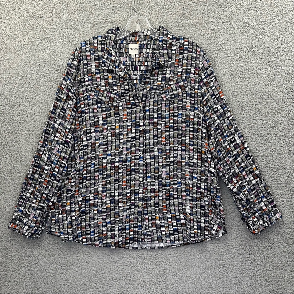Nic + Zoe Perk Up Oversized Shirt Long Sleeve Coffee Mug Print Women's Large